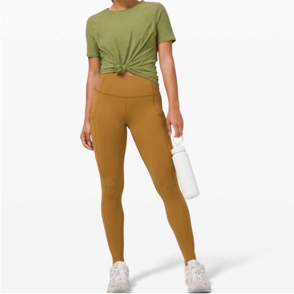 Lululemon fast and free tight mustard yellow full length women’s 4